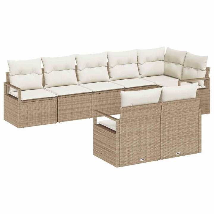 Havesofa Sæt med pude med opbevaring 8 pcs Beige og creme