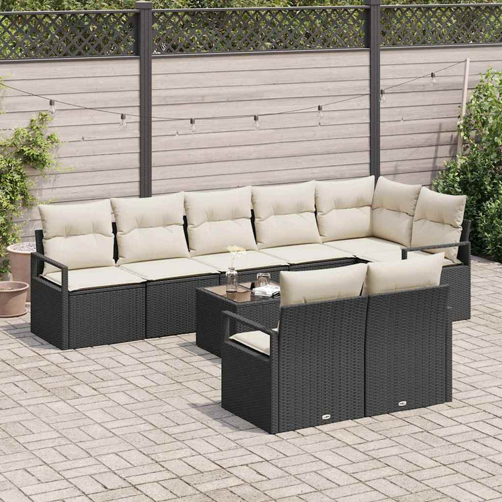 Havesofa Sæt med pude med opbevaring 9 pcs Brun og Creme