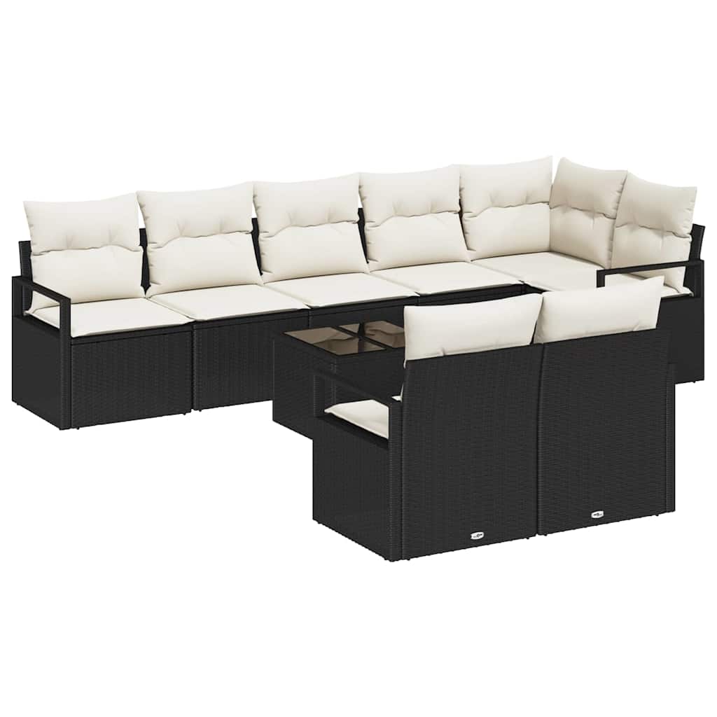 Havesofa Sæt med pude med opbevaring 9 pcs Brun og Creme
