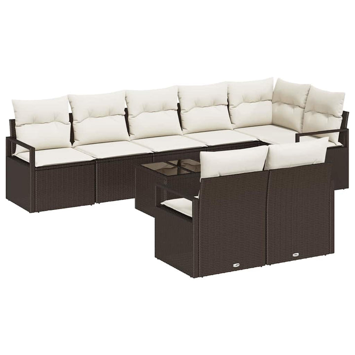 Havesofa Sæt med pude med opbevaring 9 pcs Brun og Creme