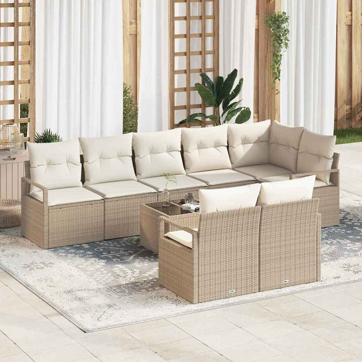 Havesofa Sæt med pude med opbevaring 9 pcs Beige og creme