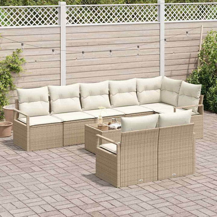 Havesofa Sæt med pude med opbevaring 9 pcs Beige og creme