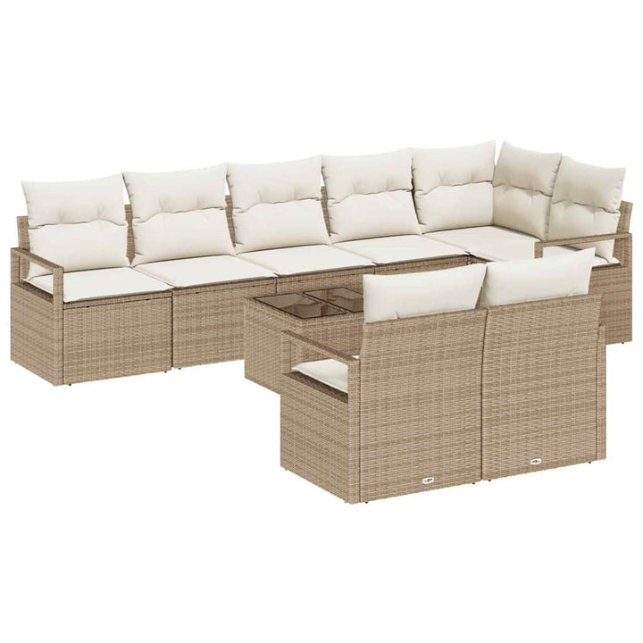 Havesofa Sæt med pude med opbevaring 9 pcs Beige og creme