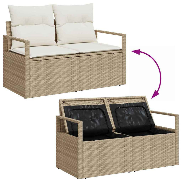 Havesofa Sæt med pude med opbevaring 9 pcs Beige og creme
