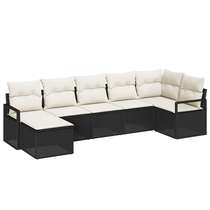 Havesofa Sæt med pude med opbevaring 7 pcs Sort og Cream