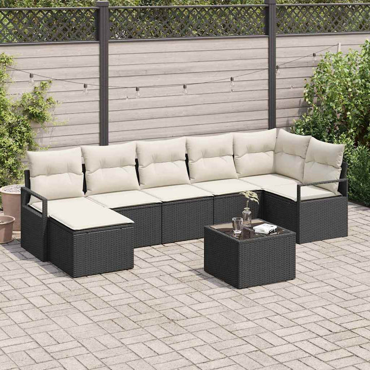 Havesofa Sæt med pude med opbevaring 8 pcs Brun og Creme