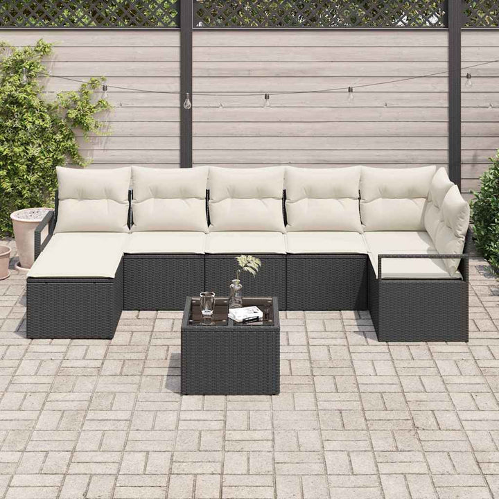 Havesofa Sæt med pude med opbevaring 8 pcs Brun og Creme
