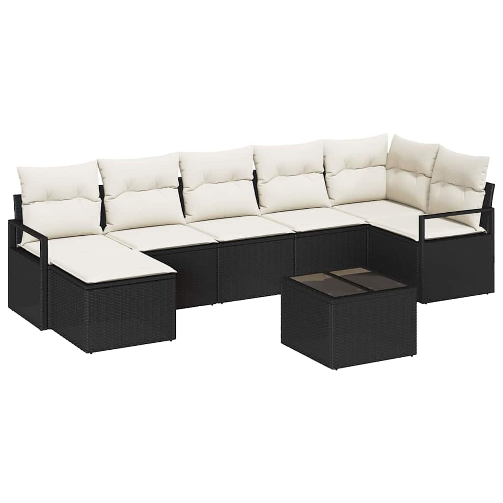 Havesofa Sæt med pude med opbevaring 8 pcs Brun og Creme