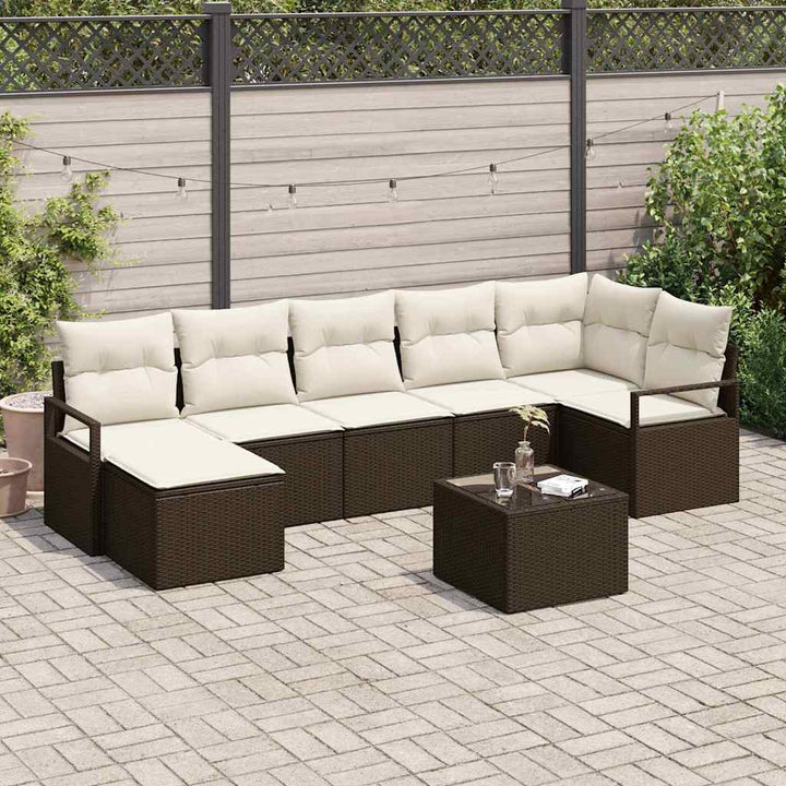 Havesofa Sæt med pude med opbevaring 8 pcs Brun og Creme