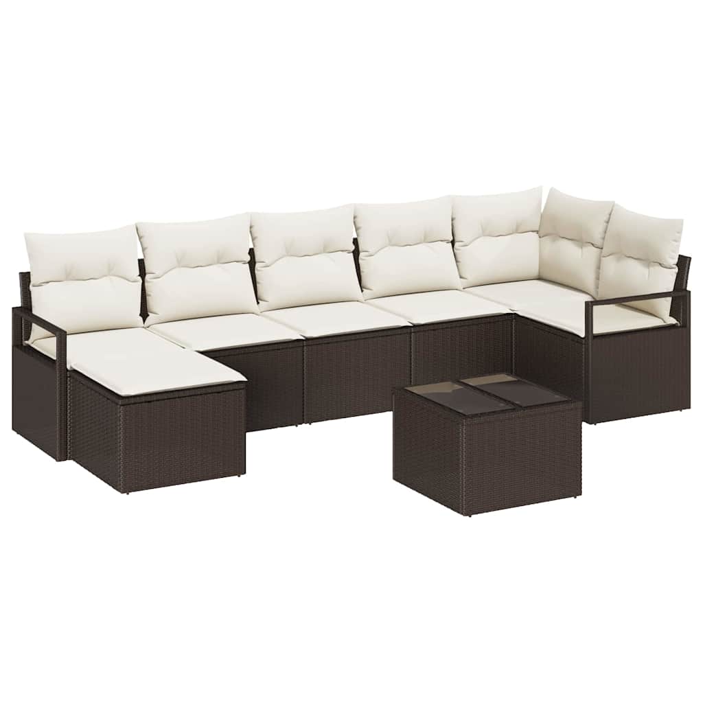 Havesofa Sæt med pude med opbevaring 8 pcs Brun og Creme