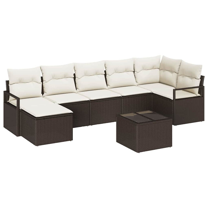 Havesofa Sæt med pude med opbevaring 8 pcs Brun og Creme