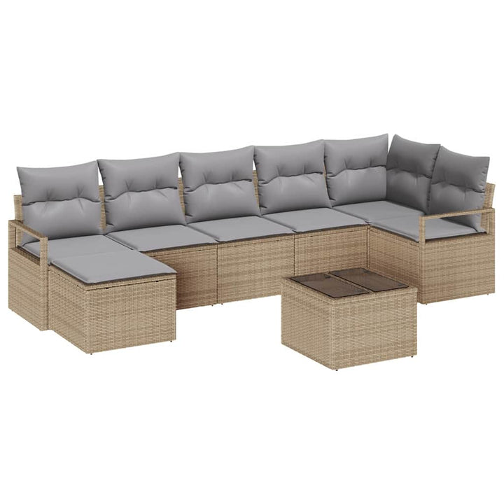 Havesofa Sæt med pude med opbevaring 8 pcs Beige og lys grå