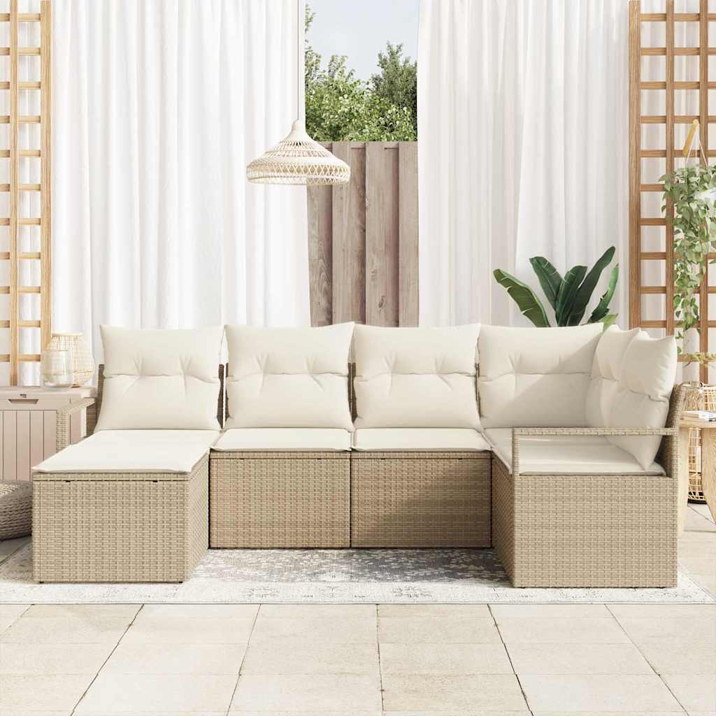 Havesofa Sæt med pude med opbevaring 8 pcs Beige og creme
