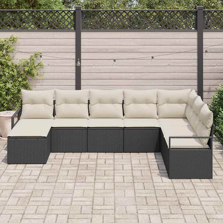 Havesofa Sæt med pude med opbevaring 8 pcs Sort og Cream