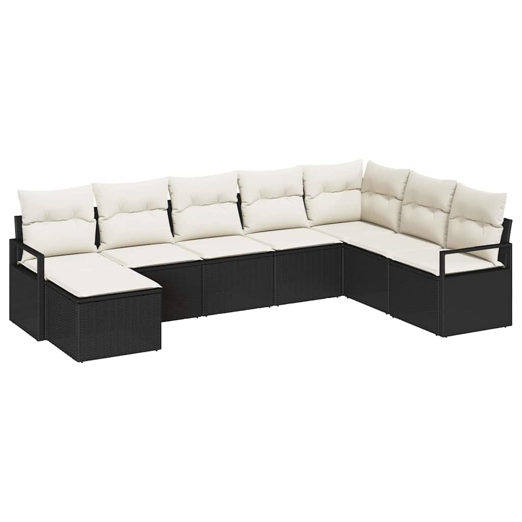 Havesofa Sæt med pude med opbevaring 8 pcs Sort og Cream