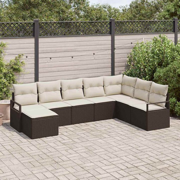 Havesofa Sæt med pude med opbevaring 8 pcs Brun og Creme