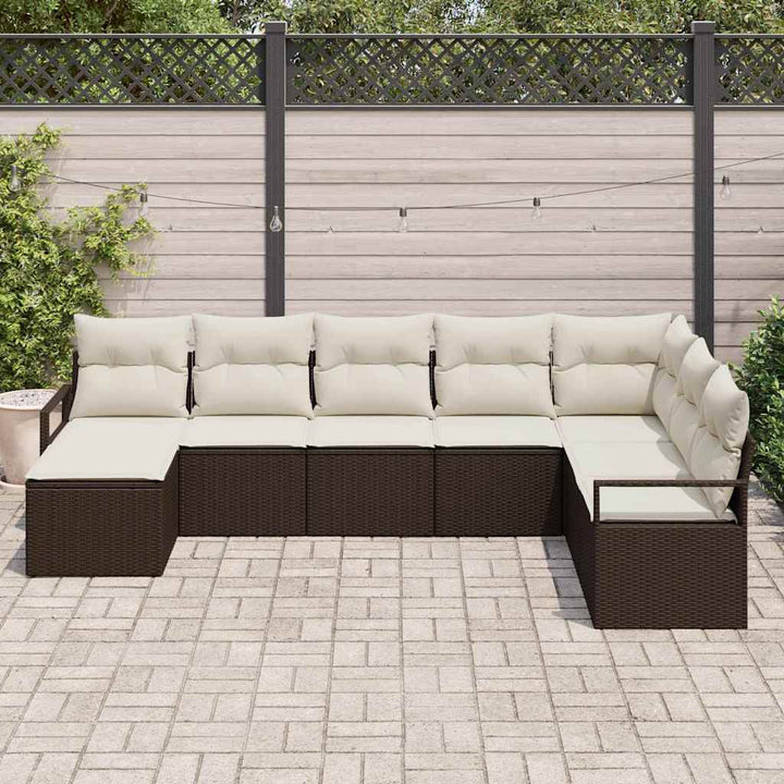 Havesofa Sæt med pude med opbevaring 8 pcs Brun og Creme
