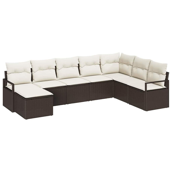 Havesofa Sæt med pude med opbevaring 8 pcs Brun og Creme