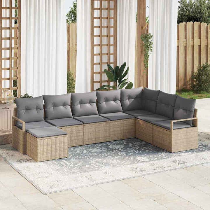 Havesofa Sæt med pude med opbevaring 8 pcs Beige og lys grå
