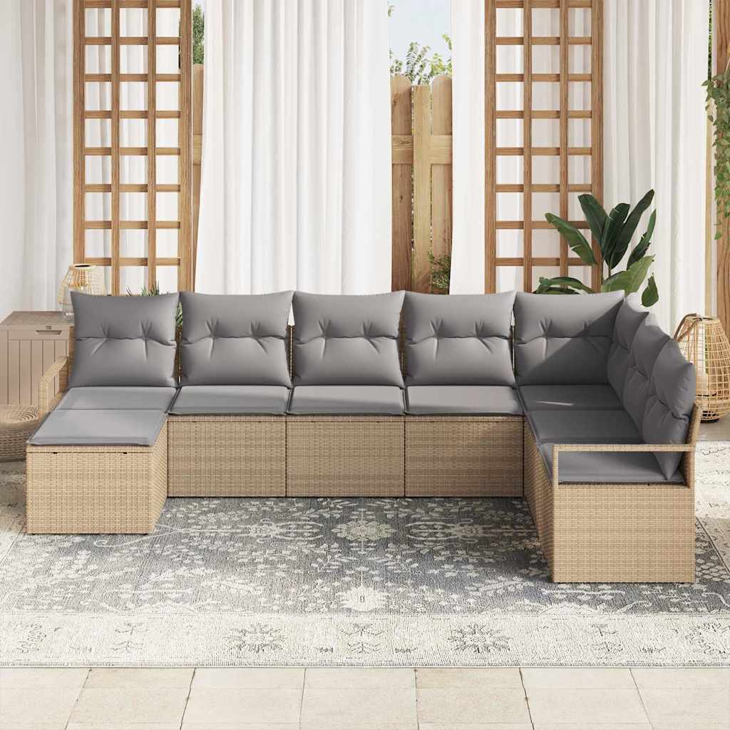 Havesofa Sæt med pude med opbevaring 8 pcs Beige og lys grå
