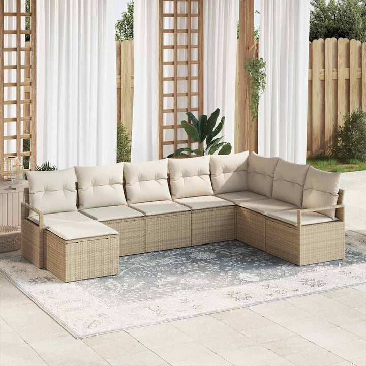 Havesofa Sæt med pude med opbevaring 8 pcs Beige og creme