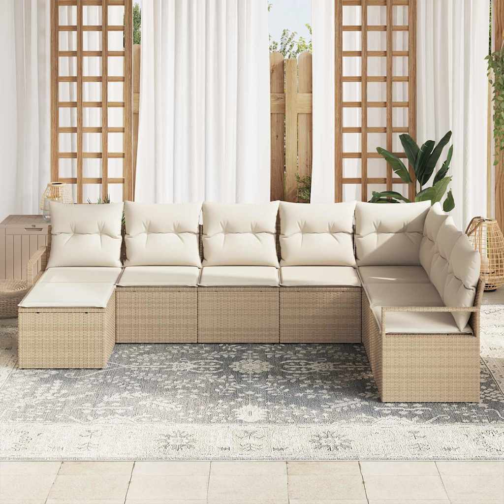 Havesofa Sæt med pude med opbevaring 8 pcs Beige og creme