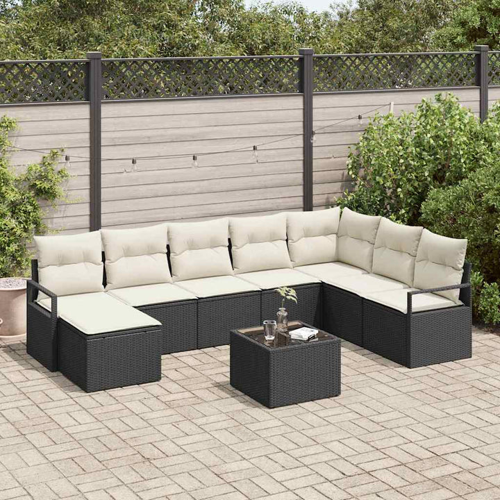 Havesofa Sæt med pude med opbevaring 9 pcs Brun og Creme