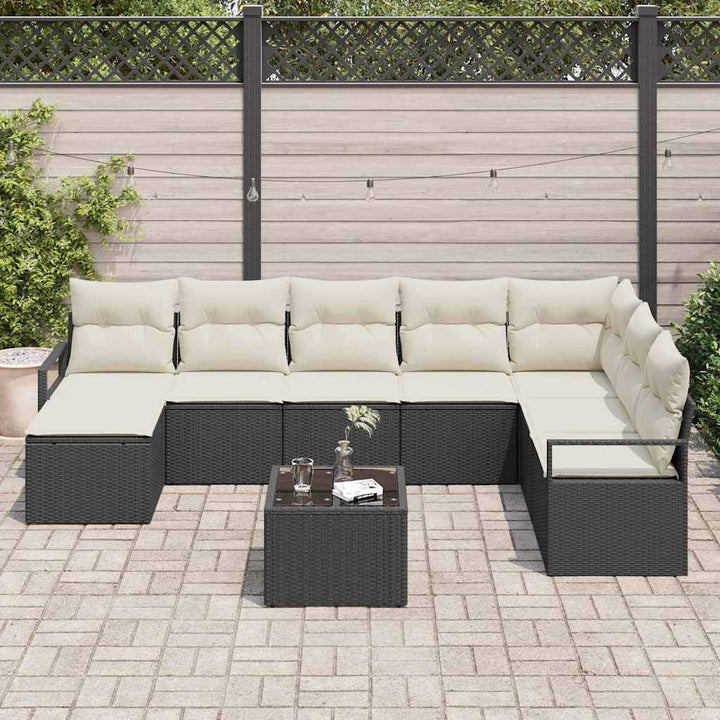 Havesofa Sæt med pude med opbevaring 9 pcs Brun og Creme