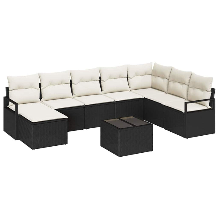 Havesofa Sæt med pude med opbevaring 9 pcs Brun og Creme