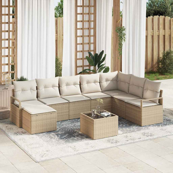 Havesofa Sæt med pude med opbevaring 9 pcs Beige og creme