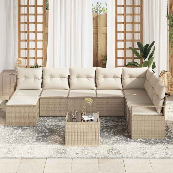 Havesofa Sæt med pude med opbevaring 9 pcs Beige og creme