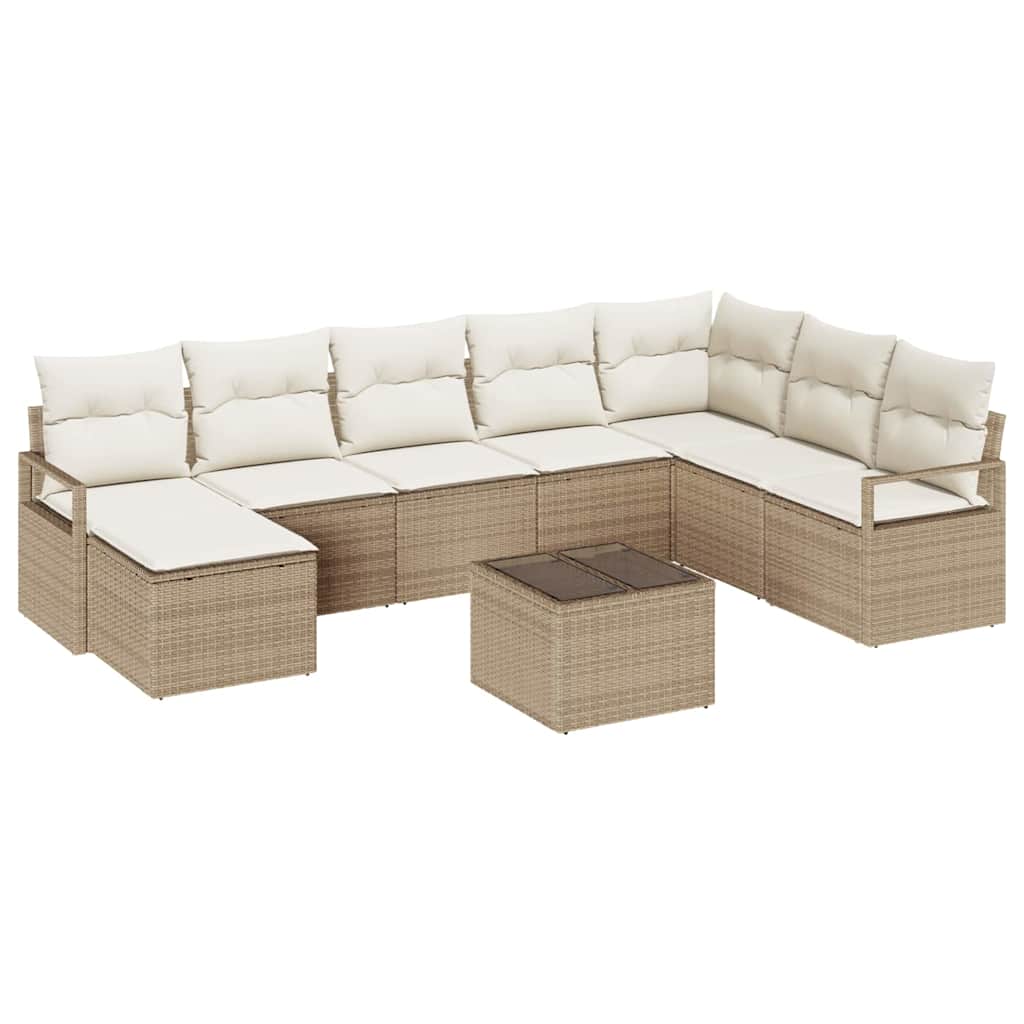 Havesofa Sæt med pude med opbevaring 9 pcs Beige og creme