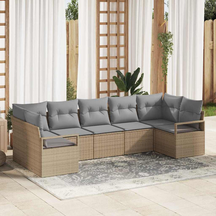 Havesofa Sæt med pude med opbevaring 7 pcs Beige og lys grå
