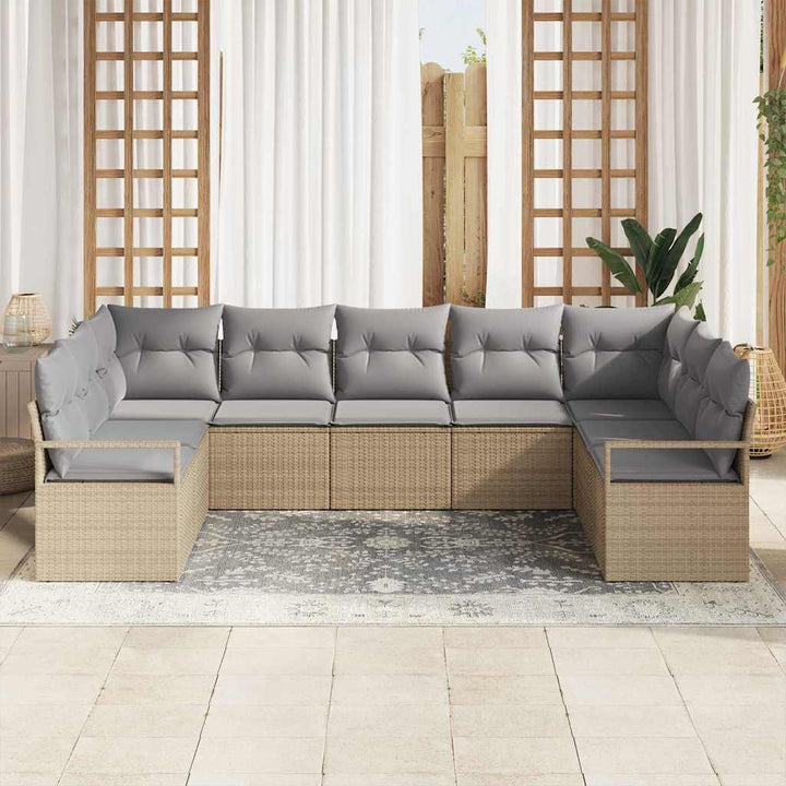 Havesofa Sæt med pude med opbevaring 7 pcs Beige og lys grå