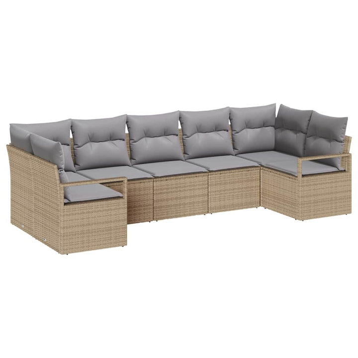 Havesofa Sæt med pude med opbevaring 7 pcs Beige og lys grå
