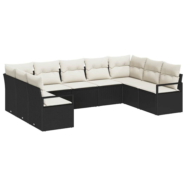 Havesofa Sæt med pude med opbevaring 9 pcs Sort og Cream