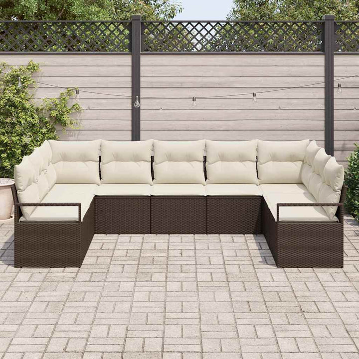 Havesofa Sæt med pude med opbevaring 9 pcs Brun og Creme