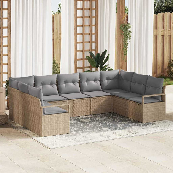 Havesofa Sæt med pude med opbevaring 9 pcs Beige og lys grå