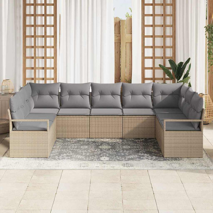 Havesofa Sæt med pude med opbevaring 9 pcs Beige og lys grå