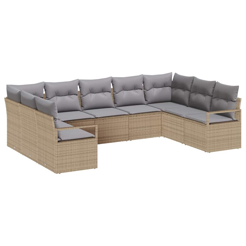 Havesofa Sæt med pude med opbevaring 9 pcs Beige og lys grå