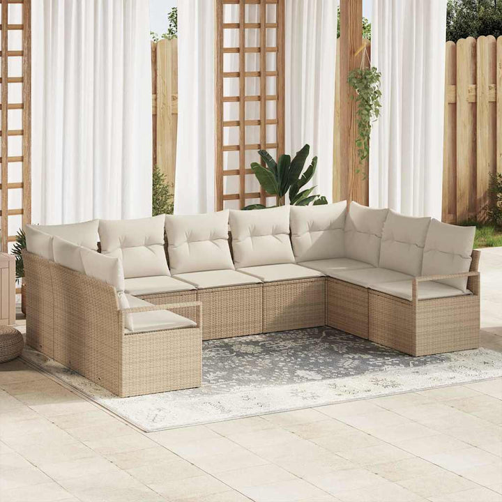 Havesofa Sæt med pude med opbevaring 9 pcs Beige og creme