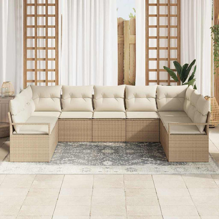 Havesofa Sæt med pude med opbevaring 9 pcs Beige og creme