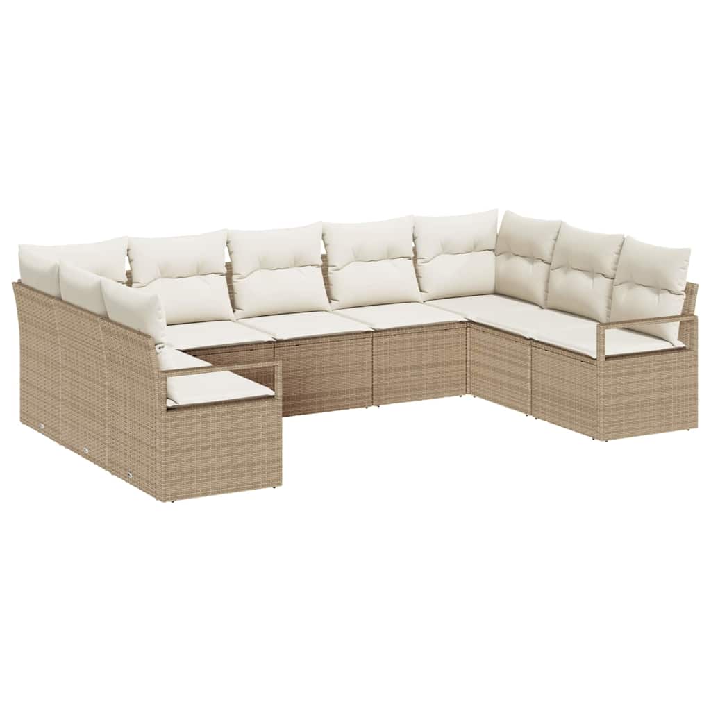 Havesofa Sæt med pude med opbevaring 9 pcs Beige og creme