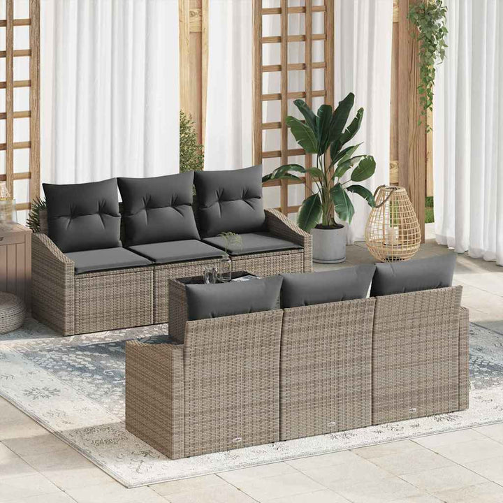 Havesofa Sæt med pude med opbevaring 7 pcs Grå 55 x 55 x 37 cm