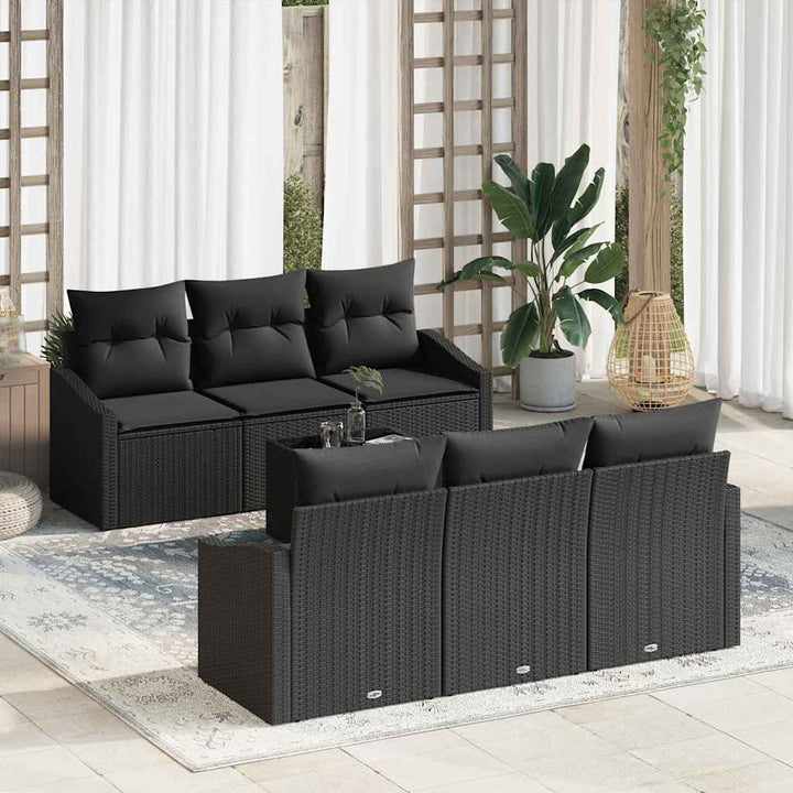 Havesofa Sæt med pude med opbevaring 7 pcs Sort 55 x 55 x 37 cm