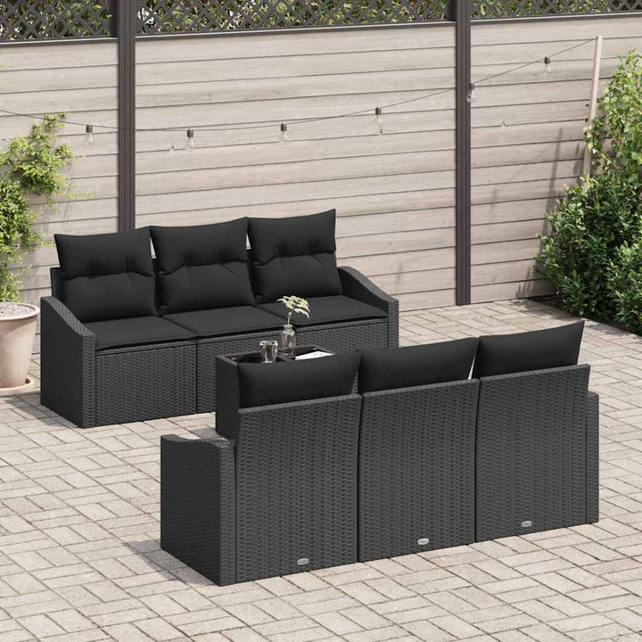 Havesofa Sæt med pude med opbevaring 7 pcs Sort 55 x 55 x 37 cm