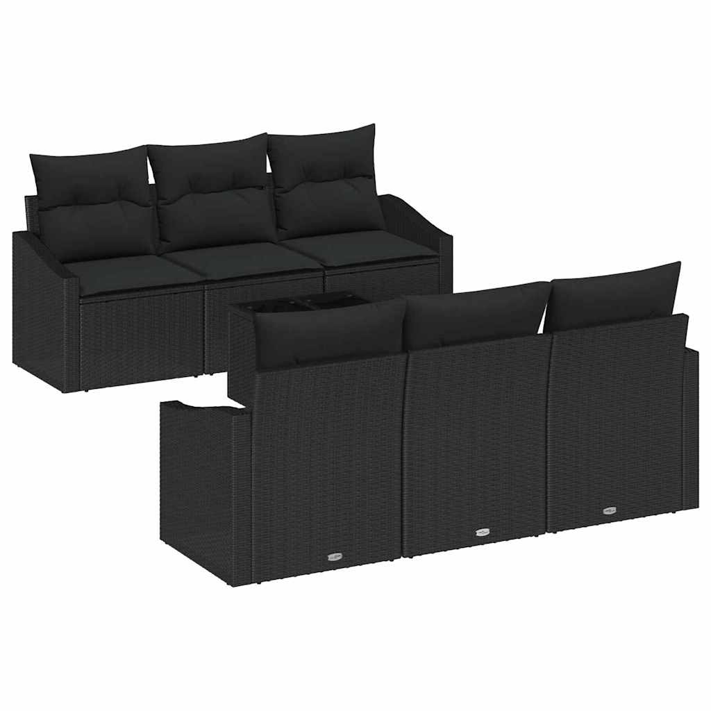 Havesofa Sæt med pude med opbevaring 7 pcs Sort 55 x 55 x 37 cm