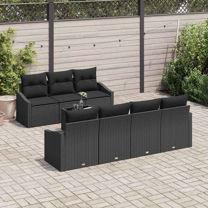 Havesofa Sæt med pude med opbevaring 8 pcs Sort 55 x 55 x 37 cm
