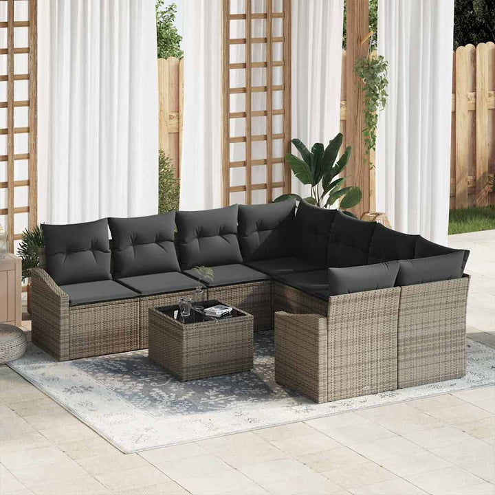 Havesofa Sæt med pude med opbevaring 9 pcs Grå 55 x 55 x 37 cm