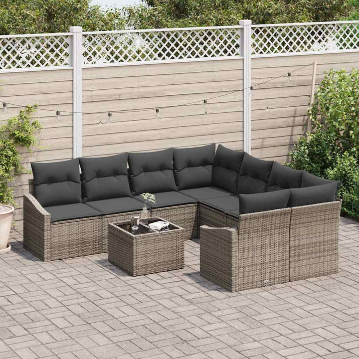 Havesofa Sæt med pude med opbevaring 9 pcs Grå 55 x 55 x 37 cm